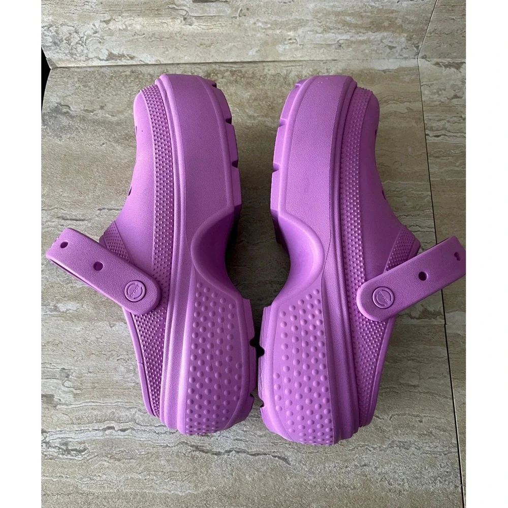 Crocs Classic Crush Clog Men 9 Women 11 Purple Platform Comfort Shoes Excellent